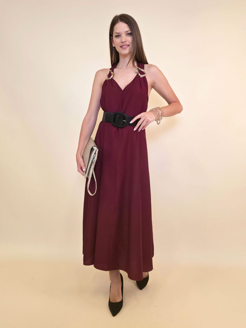 Haljina 44 Val Verde - viscose UN zlatne kopče - burgundy