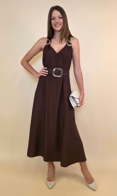 Haljina 44 Val Verde - viscose UN zlatne kopče - brown