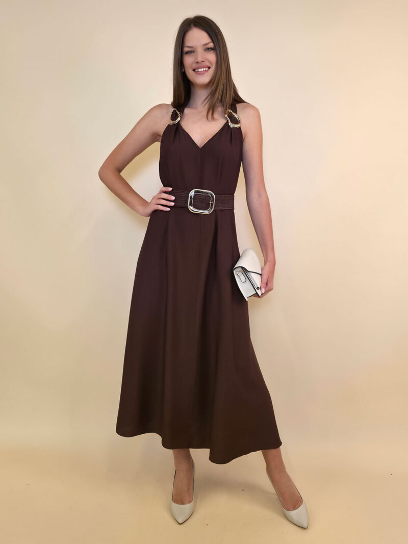 Haljina 44 Val Verde - viscose UN zlatne kopče - brown