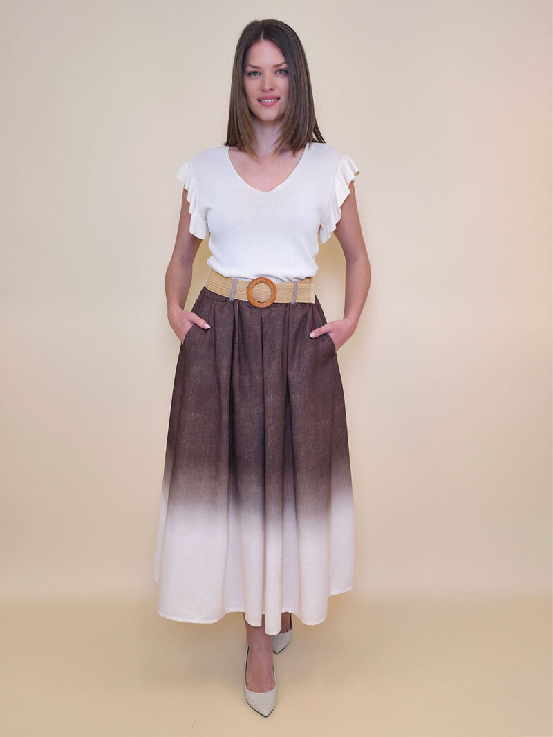 Suknja+remen 48 Albany - jeans look - brown