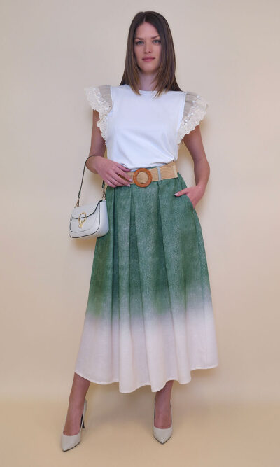 Suknja+remen 48 Albany - jeans look - green