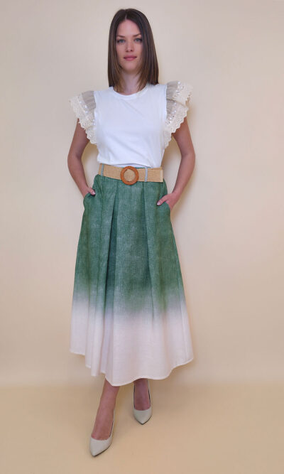 Suknja+remen 48 Albany - jeans look - green
