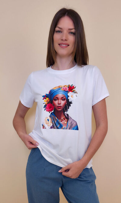T-shirt 24 Bumble Bee - cotton UN - Floral Turban