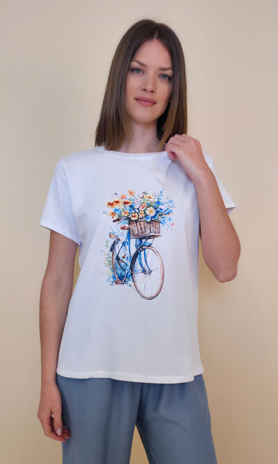 T-shirt 24 Bumble Bee - cotton UN - Flowers Basket/Bike