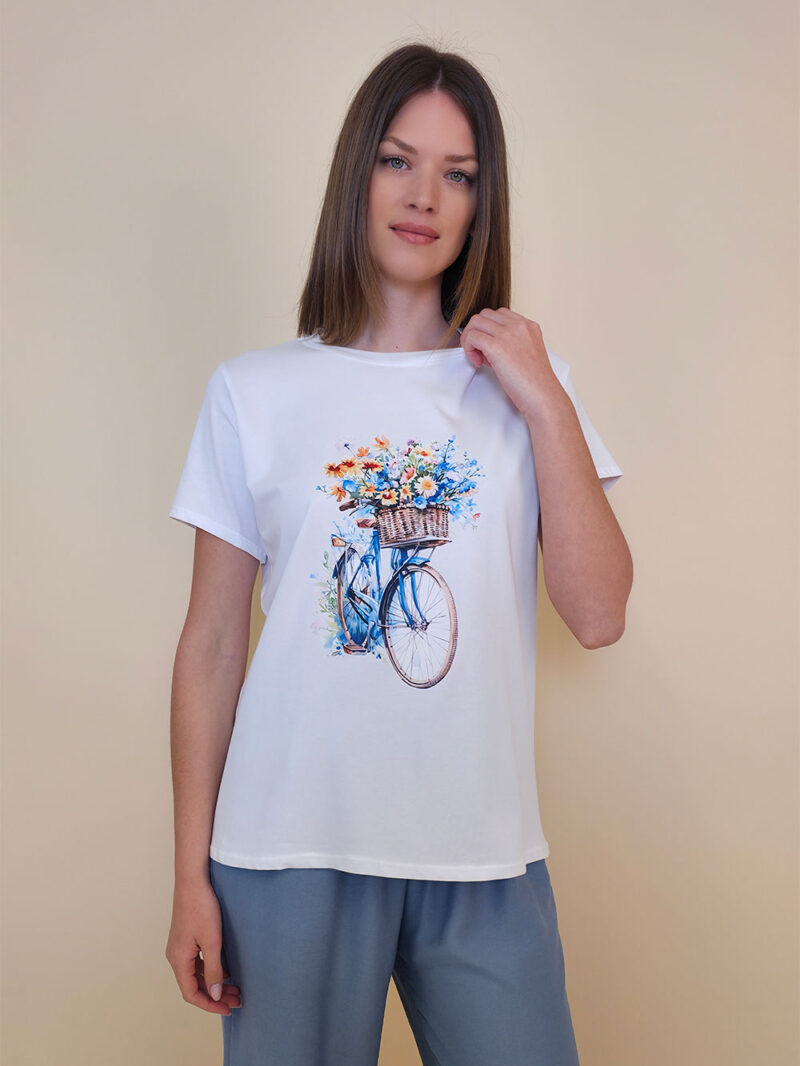 T-shirt 24 Bumble Bee - cotton UN - Flowers Basket/Bike