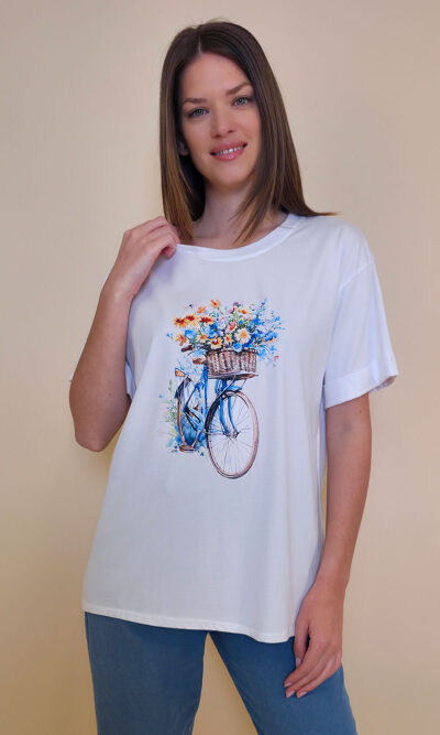 T-shirt 24 Bumble Bee - cotton UN - Flowers Basket/Bike