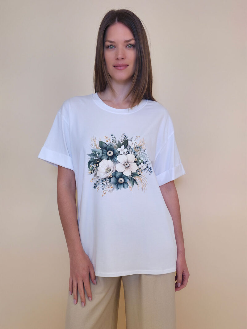 T-shirt 24 Bumble Bee - cotton UN - Green Flowers