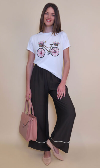 T-shirt 24 Bumble Bee - cotton UN - Pink Flowers Bike