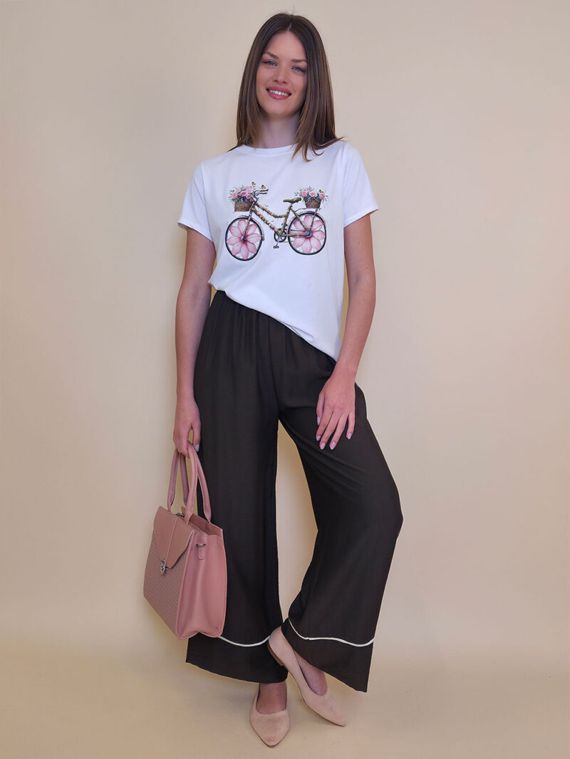 T-shirt 24 Bumble Bee - cotton UN - Pink Flowers Bike
