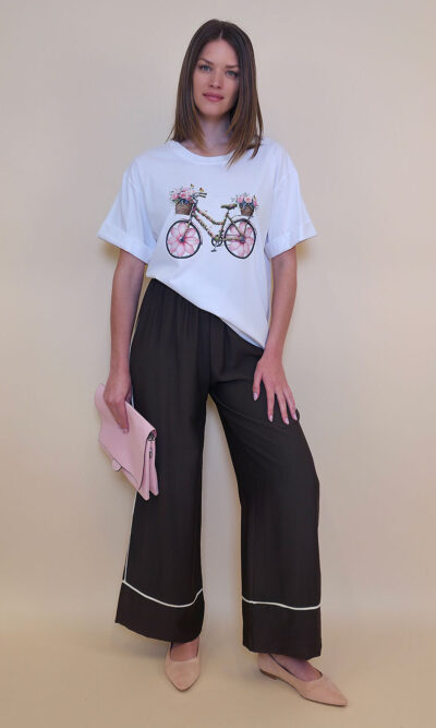 T-shirt 24 Bumble Bee - cotton UN - Pink Flowers Bike