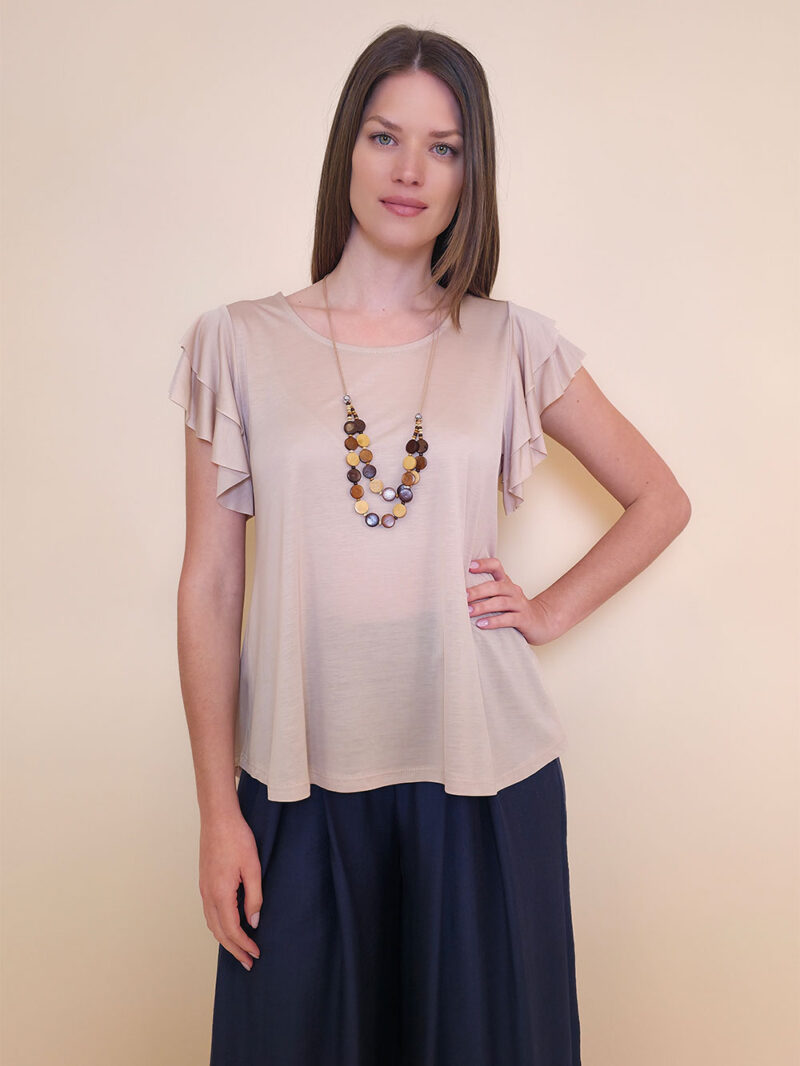 Majica+ogrlica 28 Toccoa - viscose UN - beige
