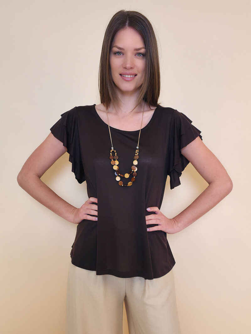 Majica+ogrlica 28 Toccoa - viscose UN - brown