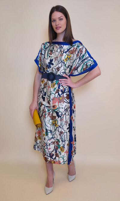 Kaftan 40 El Dorado - silk/viscose Multiflowers - royal