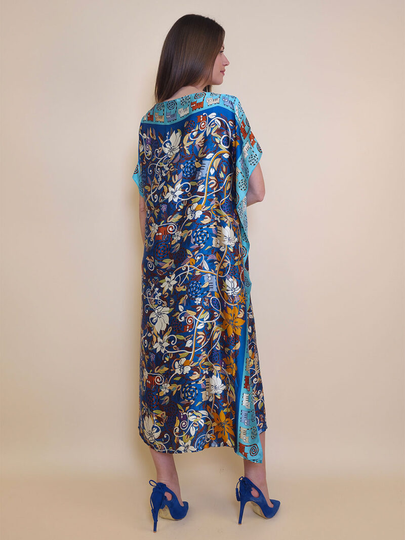 Kaftan 40 El Dorado - silk/viscose Garden Kitty -  aqua/royal