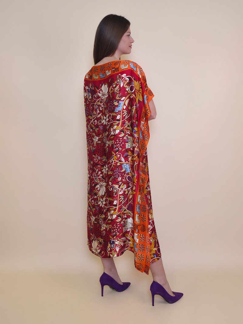 Kaftan 40 El Dorado - silk/viscose Garden Kitty - orange/red