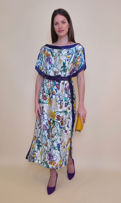 Kaftan 40 El Dorado - silk/viscose Multiflowers - purple