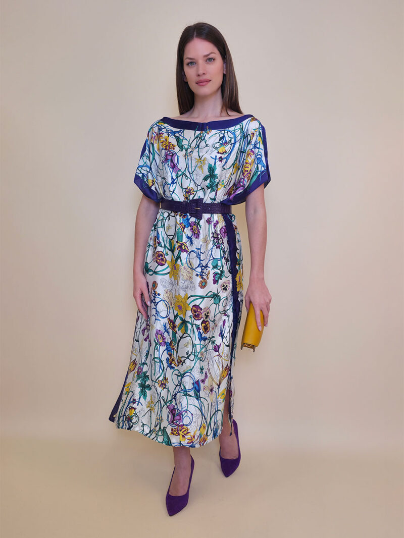 Kaftan 40 El Dorado - silk/viscose Multiflowers - purple