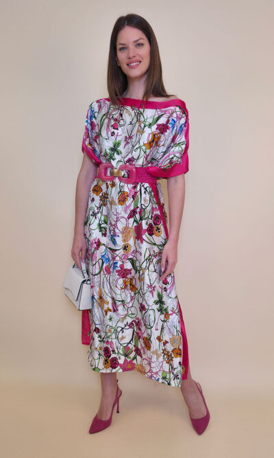 Kaftan 40 El Dorado - silk/viscose Multiflowers - fuxia