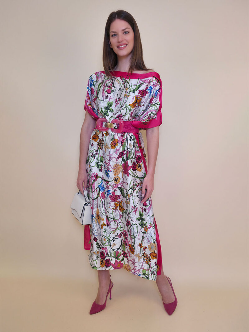 Kaftan 40 El Dorado - silk/viscose Multiflowers - fuxia