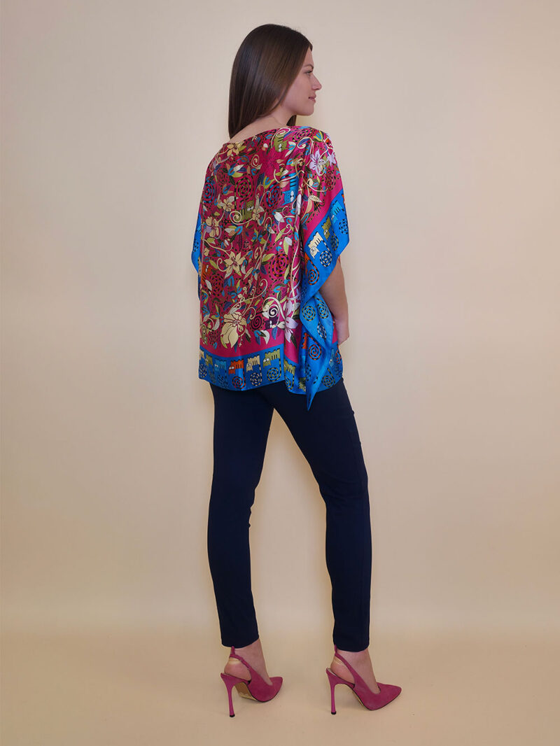 Tunika 32 Los Alamos - kaftan silk/viscose Garden Kitty - blue/fuxia