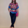 Tunika 32 Los Alamos - kaftan silk/viscose Garden Kitty - blue/fuxia
