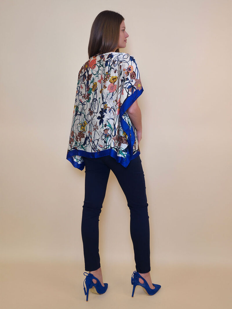 Tunika 32 Los Alamos - kaftan silk/viscose Multiflowers - royal