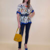 Tunika 32 Los Alamos - kaftan silk/viscose Multiflowers - royal