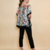 Tunika 32 Los Alamos - kaftan silk/viscose Multiflowers - black