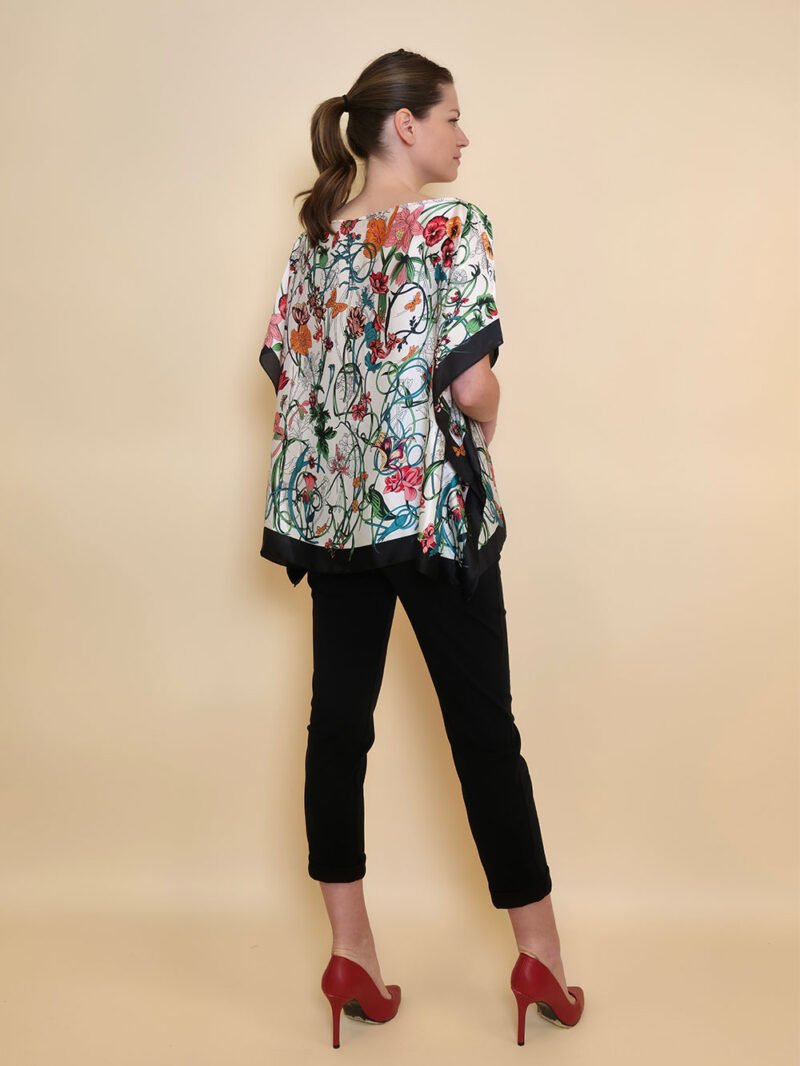 Tunika 32 Los Alamos - kaftan silk/viscose Multiflowers - black