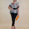 Tunika 32 Los Alamos - kaftan silk/viscose Multiflowers - black