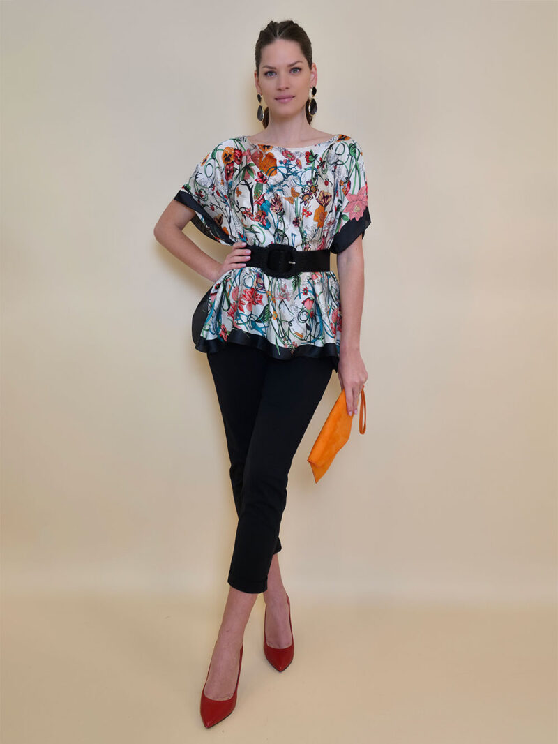 Tunika 32 Los Alamos - kaftan silk/viscose Multiflowers - black