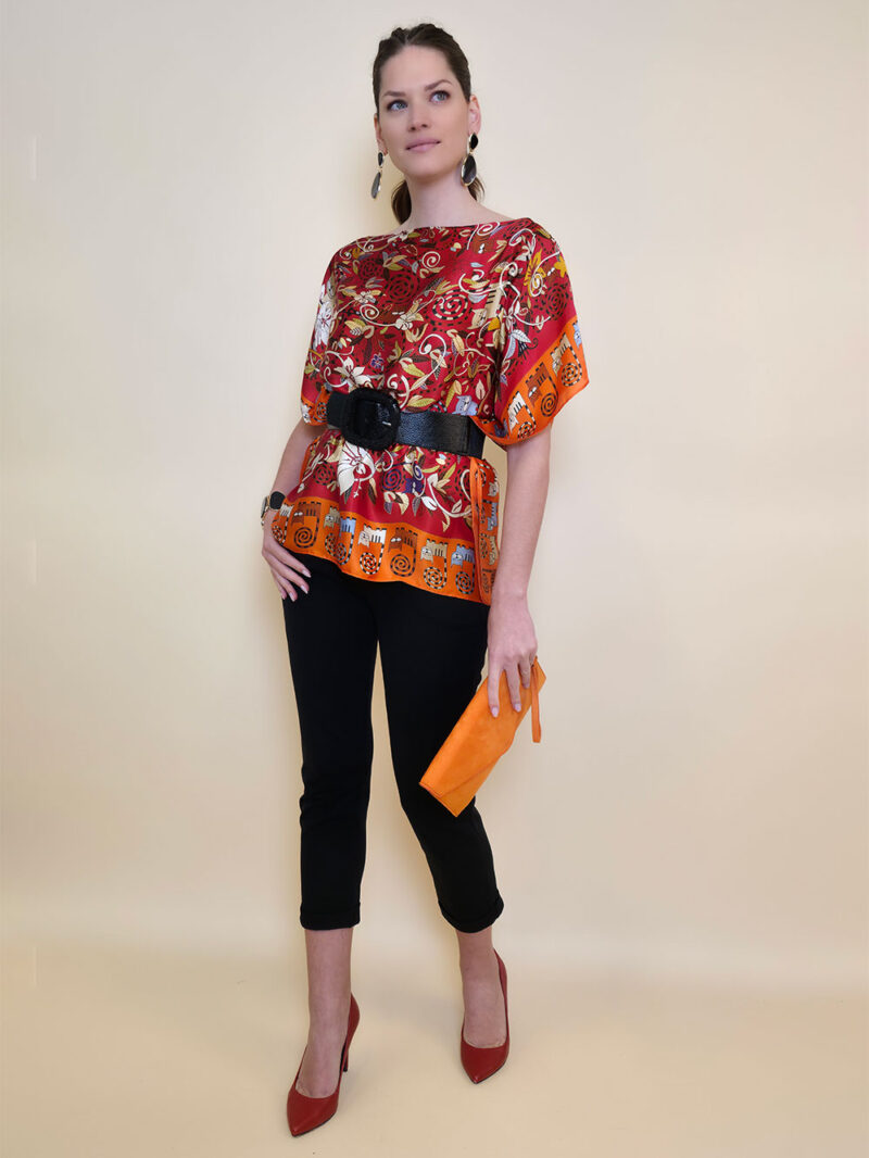 Tunika 32 Los Alamos - kaftan silk/viscose Garden Kitty - orange/red