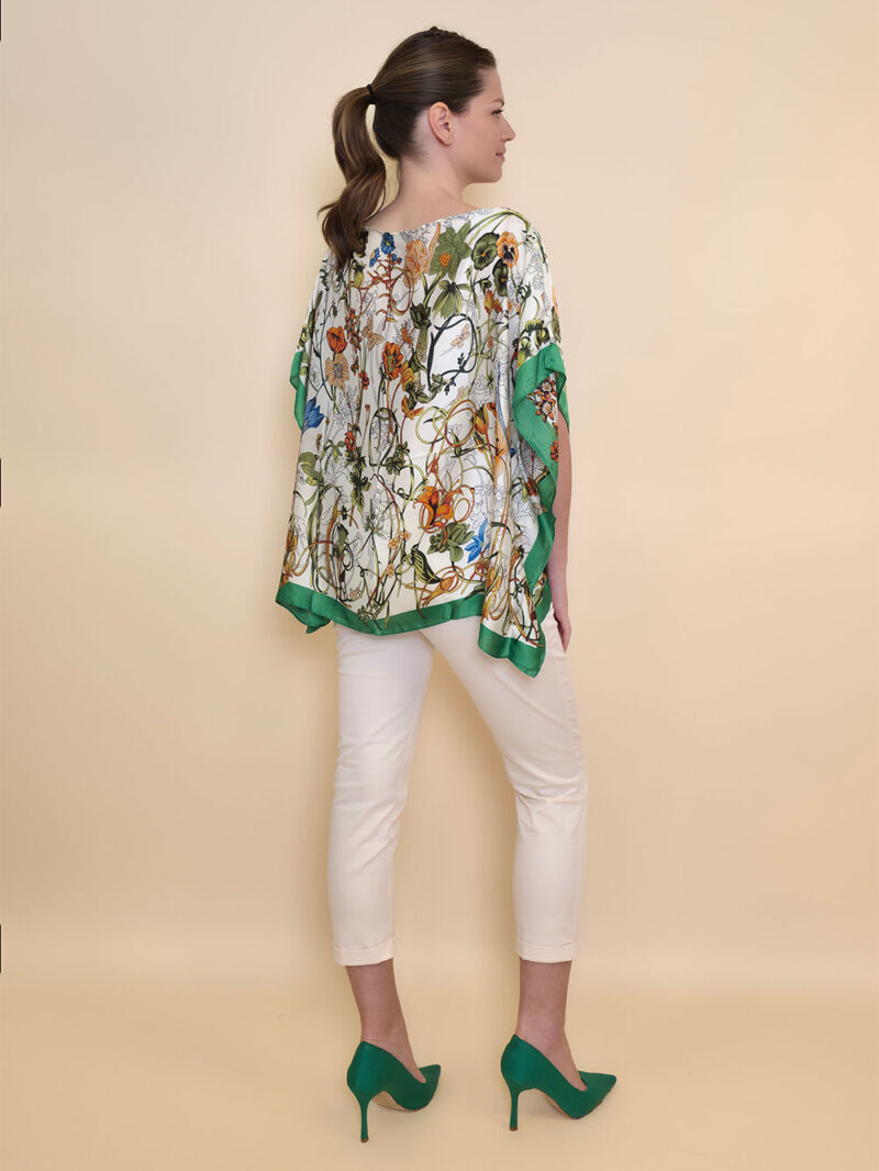 Tunika 32 Los Alamos - kaftan silk/viscose Multiflowers - green