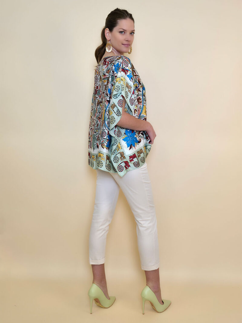 Tunika 32 Los Alamos - kaftan silk/viscose Garden Kitty - oliva/beige