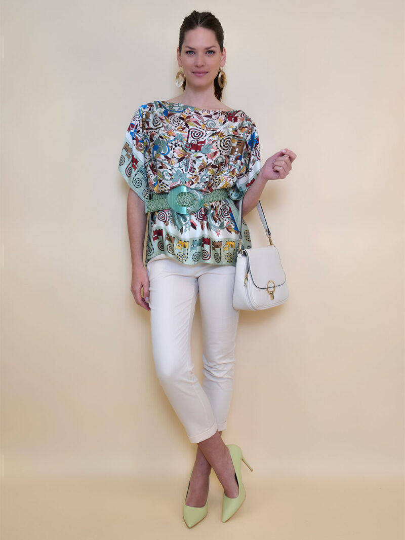 Tunika 32 Los Alamos - kaftan silk/viscose Garden Kitty - oliva/beige