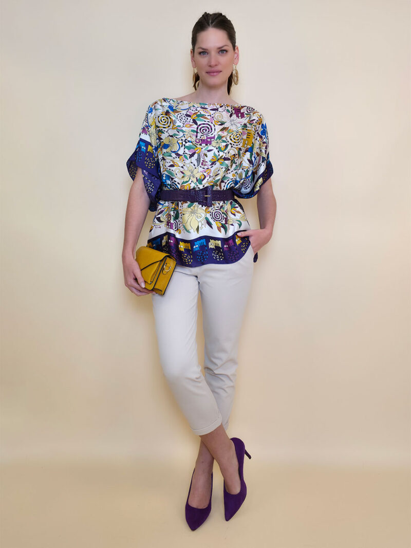 Tunika 32 Los Alamos - kaftan silk/viscose Garden Kitty - purple/beige