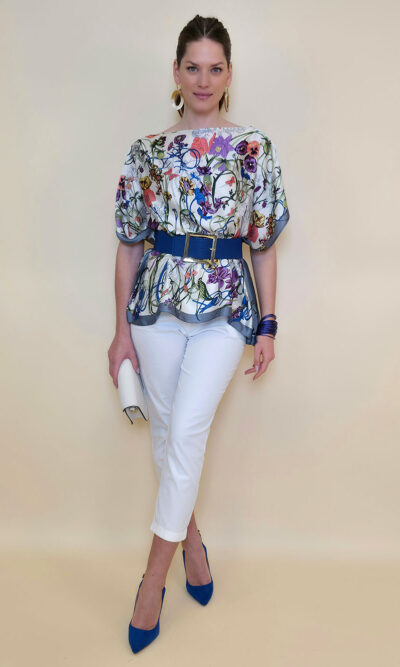 Tunika 32 Los Alamos - kaftan silk/viscose Multiflowers - grey