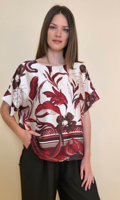 Tunika 32 Leslie - saten print - brown