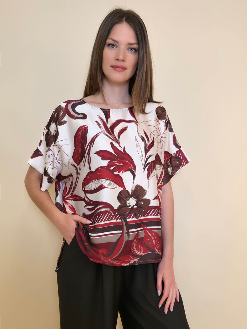 Tunika 32 Leslie - saten print - brown