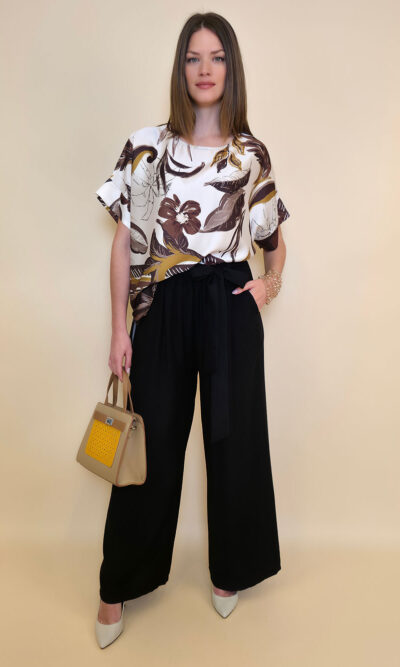 Tunika 32 Leslie - saten print - black
