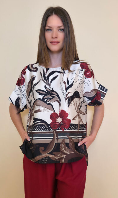 Tunika 32 Leslie - saten print - india red
