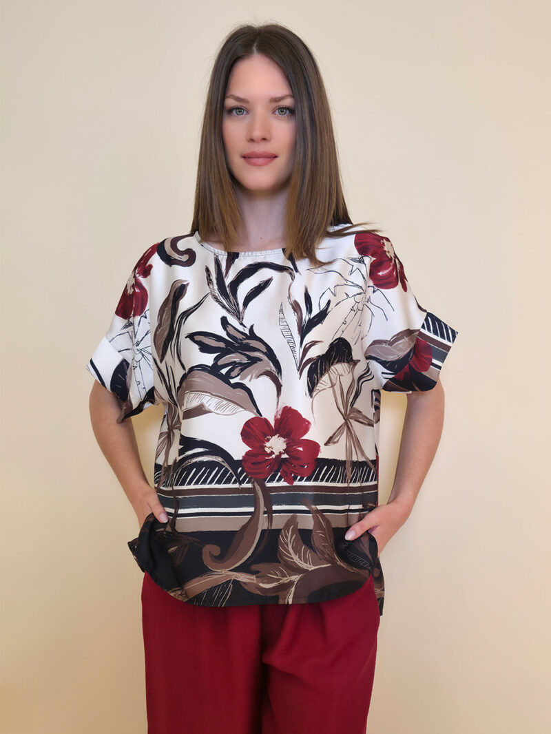 Tunika 32 Leslie - saten print - india red
