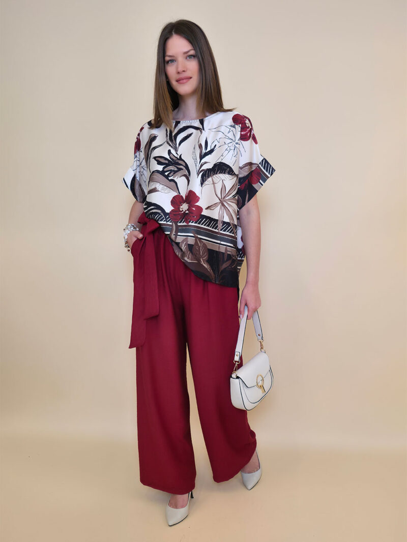 Tunika 32 Leslie - saten print - india red