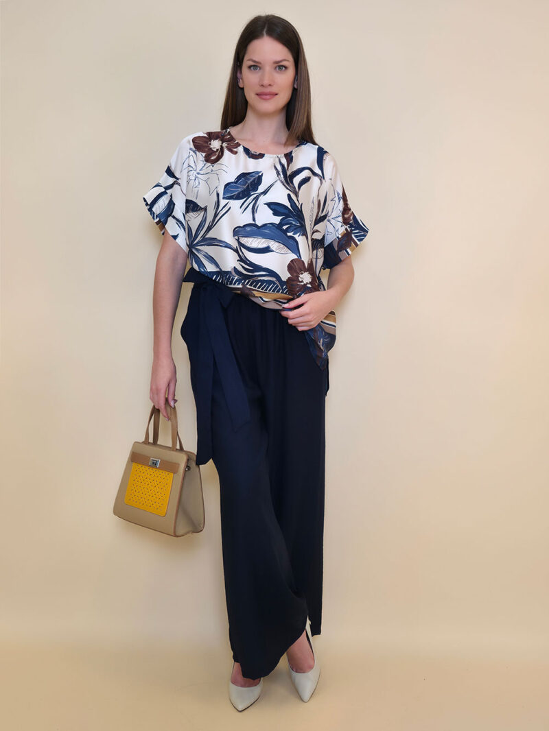 Tunika 32 Leslie - saten print - navy