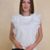 Majica 28 Duson - cotton white plisse volani - white