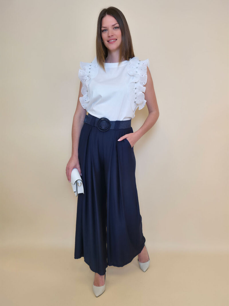 Majica 28 Duson - cotton white plisse volani - white