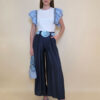 Majica 36 Norco - cotton white plavi dupli volani - navy