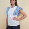 Majica 36 Norco - cotton white plavi dupli volani - yellow