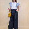 Majica 36 Norco - cotton white plavi dupli volani - yellow