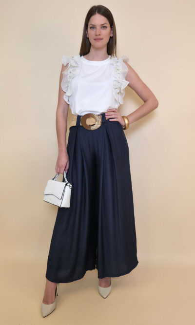 Majica 28 Duson - cotton white plisse volani - gold